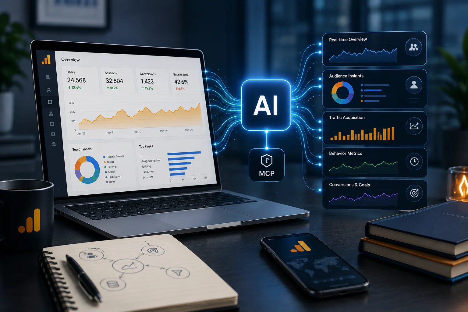 MCP para Google Analytics: como sua IA passa a enxergar o tráfego real do seu site